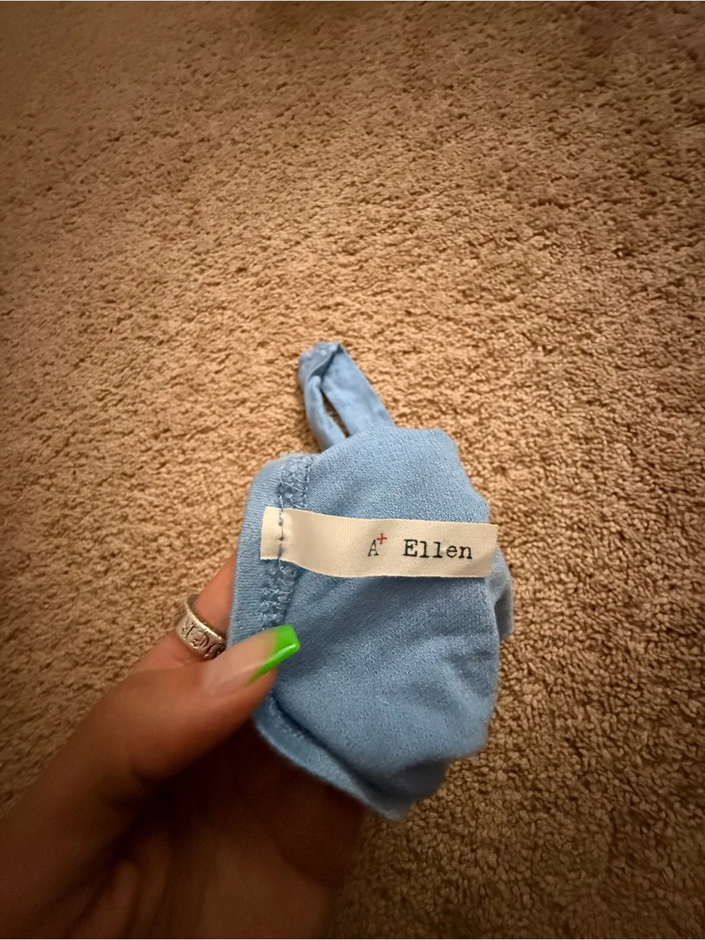 A+ Ellen Powder Blue Off-Shoulder Choker Crop Top - Picture 3 of 3